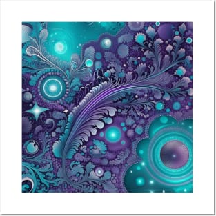 Other Worldly Designs- nebulas, stars, galaxies, planets with feathers Posters and Art